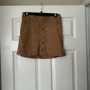VICI Collection Brown Suede Button Skirt